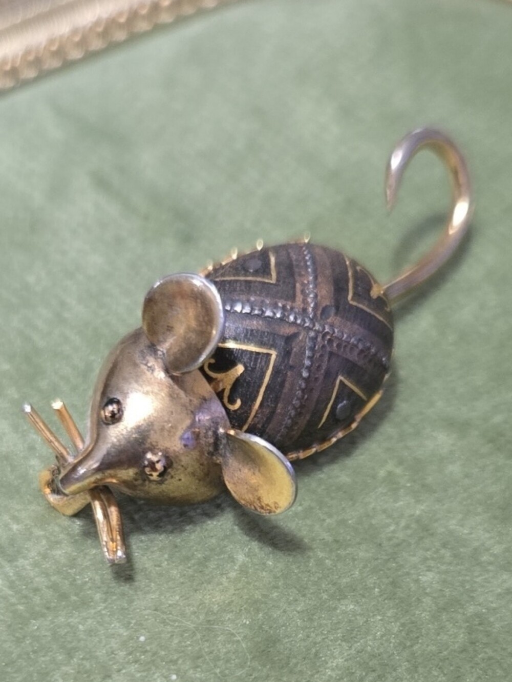 Vintage Rare Damascene Rat Mouse Brooch Pin